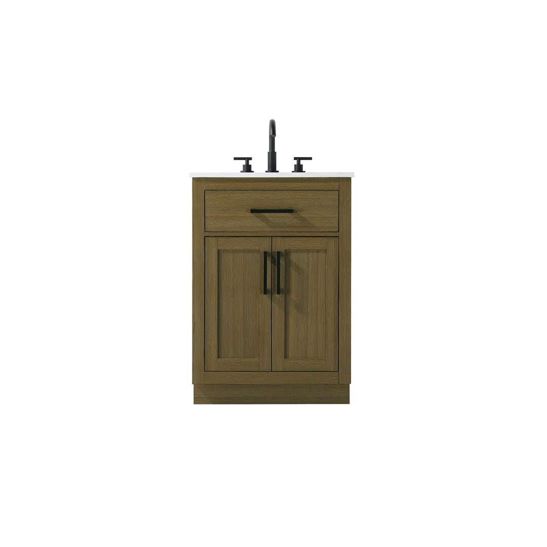 24 Inch Single Bathroom Vanity In Chestnut Brown - View 3 - Joshua Marshal