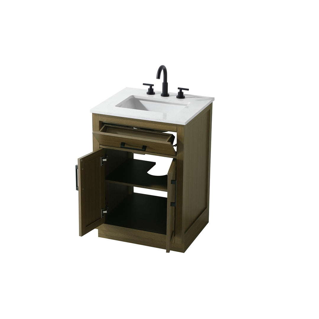 24 Inch Single Bathroom Vanity In Chestnut Brown - View 4 - Joshua Marshal