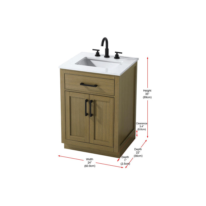24 Inch Single Bathroom Vanity In Chestnut Brown - View 6 - Joshua Marshal