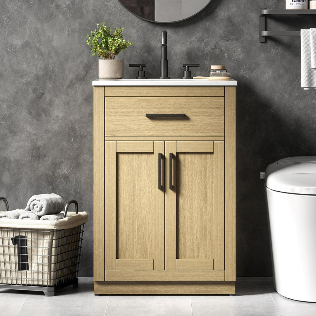 24 Inch Single Bathroom Vanity In Honey Brown Honey Brown Finish - KITCHEN & BATH by Joshua Marshal
