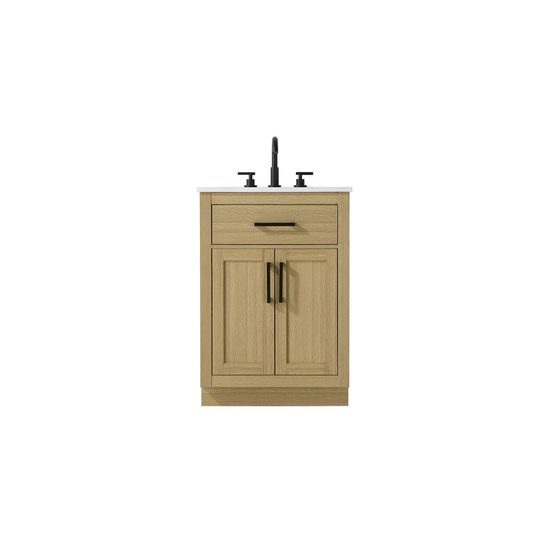 24 Inch Single Bathroom Vanity In Honey Brown - View 3 - Joshua Marshal