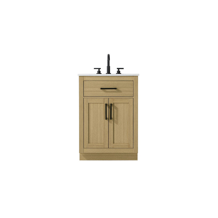 24 Inch Single Bathroom Vanity In Honey Brown - View 3 - Joshua Marshal
