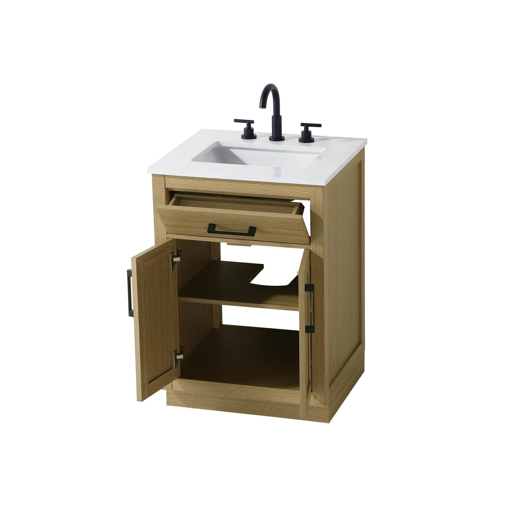 24 Inch Single Bathroom Vanity In Honey Brown - View 4 - Joshua Marshal