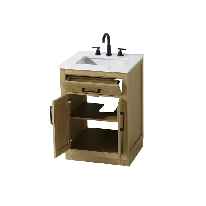 24 Inch Single Bathroom Vanity In Honey Brown - View 4 - Joshua Marshal