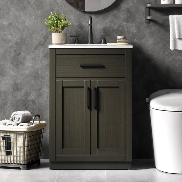24 Inch Single Bathroom Vanity In Mocha Brown Mocha Brown Finish - KITCHEN & BATH by Joshua Marshal
