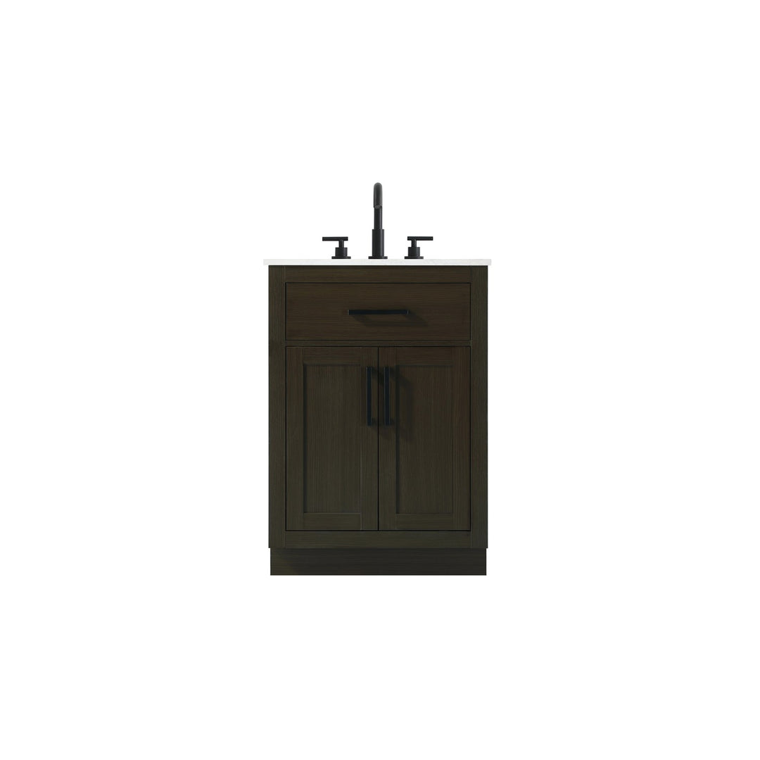 24 Inch Single Bathroom Vanity In Mocha Brown - View 3 - Joshua Marshal