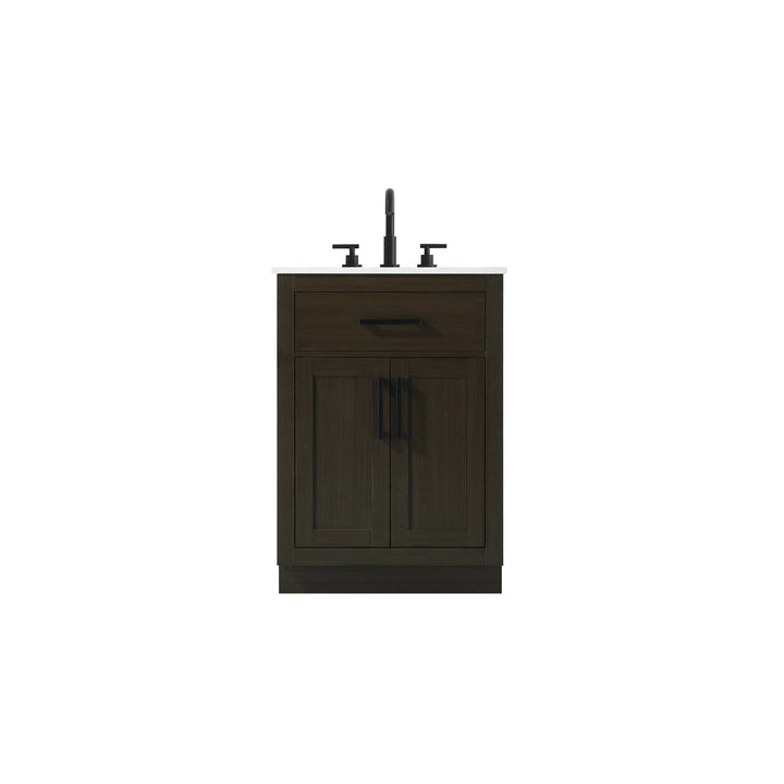 24 Inch Single Bathroom Vanity In Mocha Brown - View 3 - Joshua Marshal