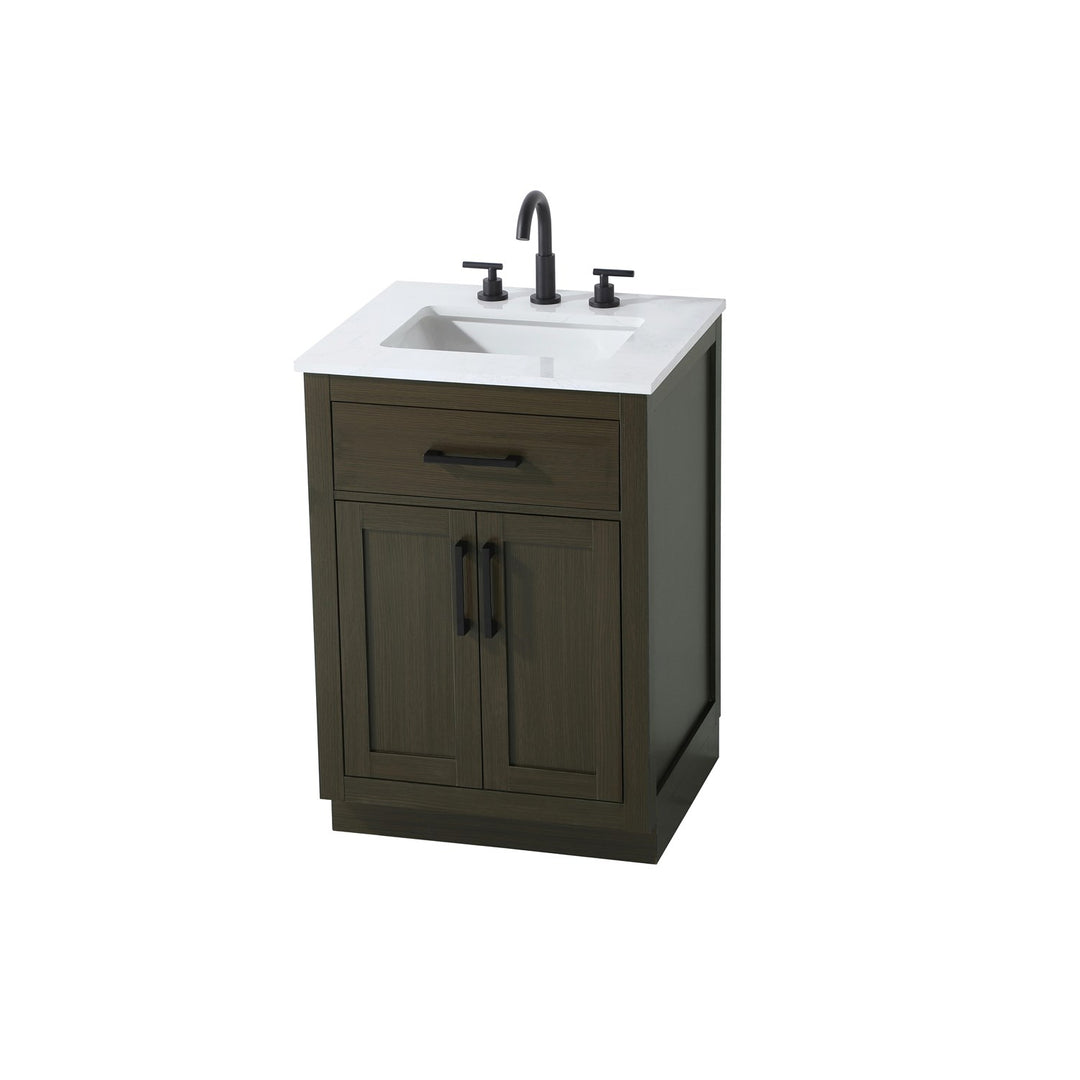 24 Inch Single Bathroom Vanity In Mocha Brown - View 4 - Joshua Marshal