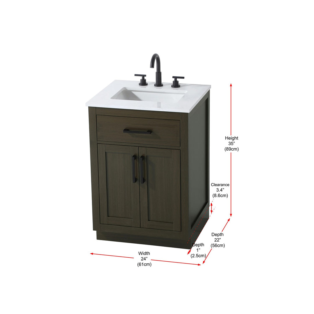 24 Inch Single Bathroom Vanity In Mocha Brown - View 6 - Joshua Marshal