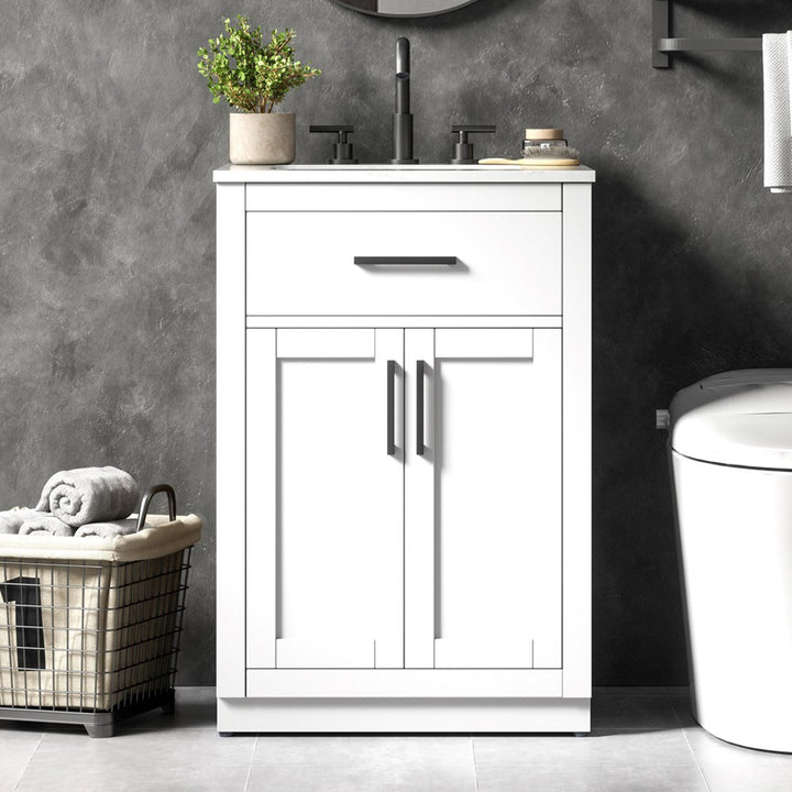 24 Inch Single Bathroom Vanity In White White Finish - KITCHEN & BATH by Joshua Marshal