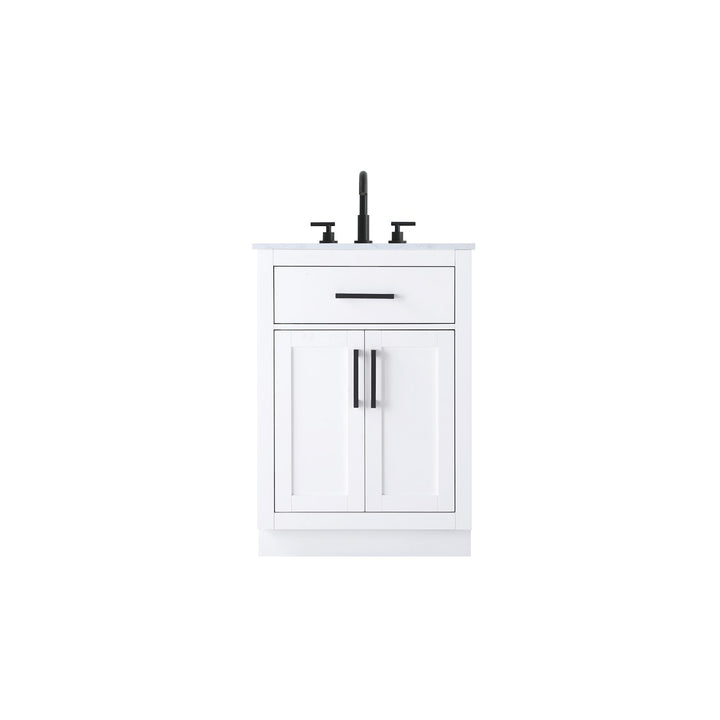 24 Inch Single Bathroom Vanity In White - View 3 - Joshua Marshal