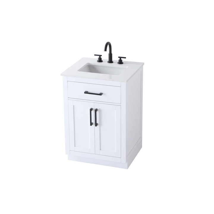 24 Inch Single Bathroom Vanity In White - View 4 - Joshua Marshal