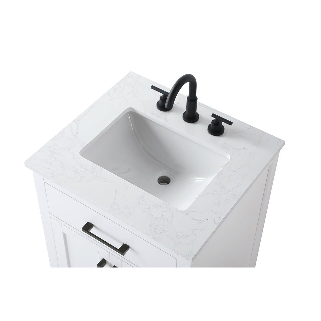24 Inch Single Bathroom Vanity In White - View 5 - Joshua Marshal
