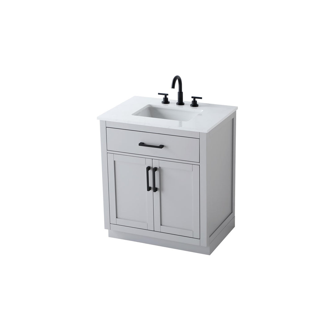 30 Inch Single Bathroom Vanity In Grey - View 4 - Joshua Marshal