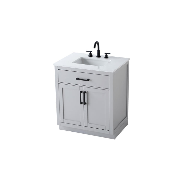 30 Inch Single Bathroom Vanity In Grey - View 4 - Joshua Marshal