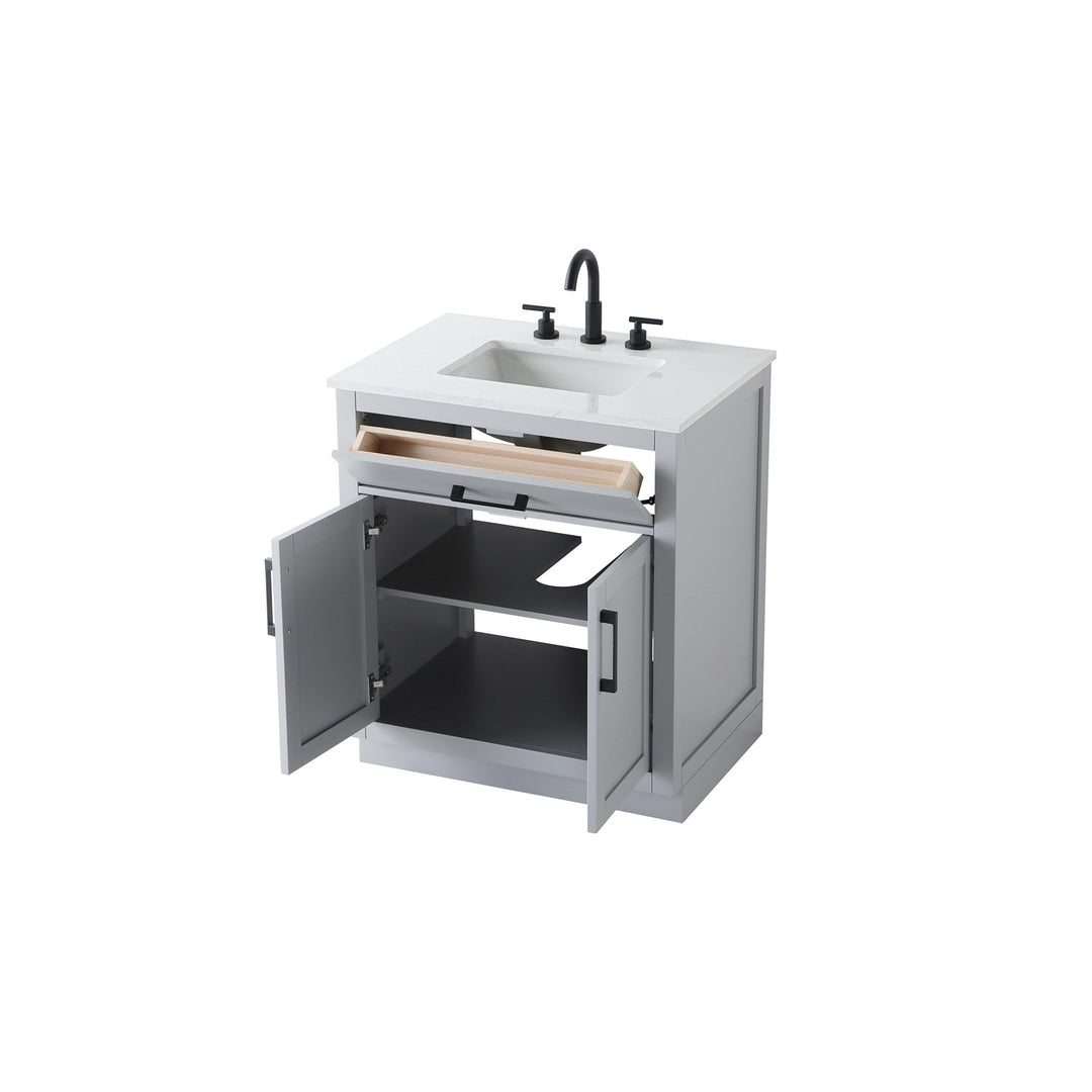 30 Inch Single Bathroom Vanity In Grey - View 5 - Joshua Marshal
