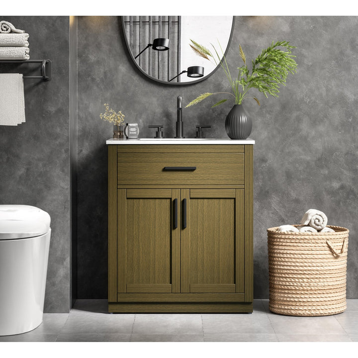 30 Inch Single Bathroom Vanity In Chestnut Brown JM-857366