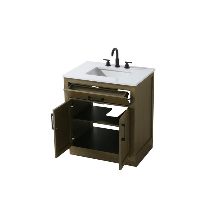 30 Inch Single Bathroom Vanity In Chestnut Brown - View 4 - Joshua Marshal