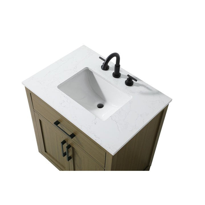30 Inch Single Bathroom Vanity In Chestnut Brown - View 5 - Joshua Marshal