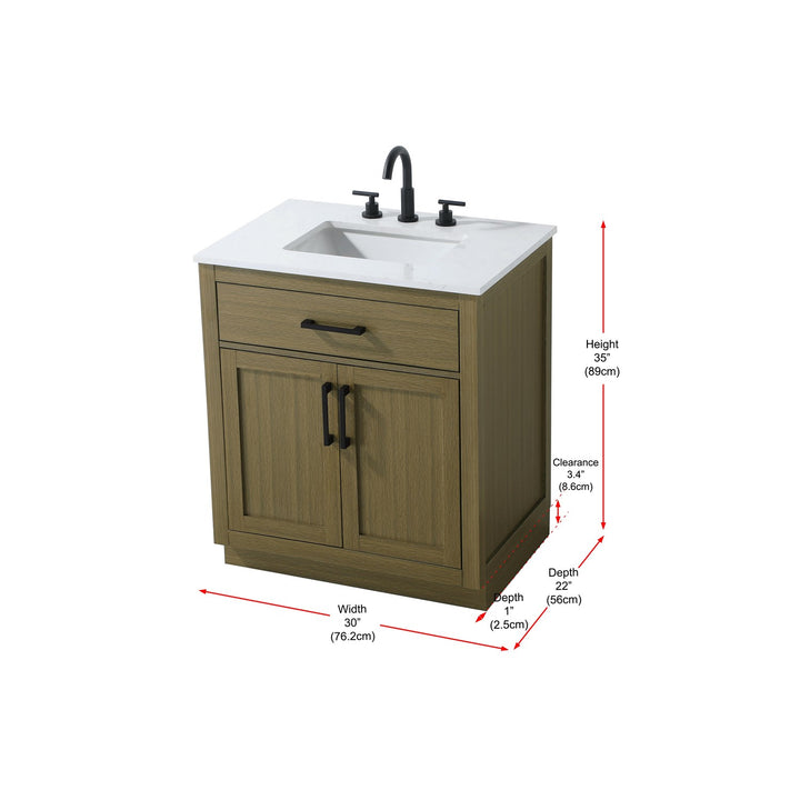 30 Inch Single Bathroom Vanity In Chestnut Brown - View 6 - Joshua Marshal