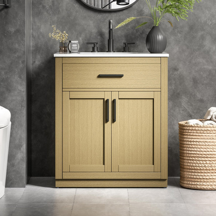 30 Inch Single Bathroom Vanity In Honey Brown Honey Brown Finish - KITCHEN & BATH by Joshua Marshal