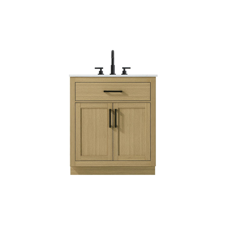 30 Inch Single Bathroom Vanity In Honey Brown - View 3 - Joshua Marshal