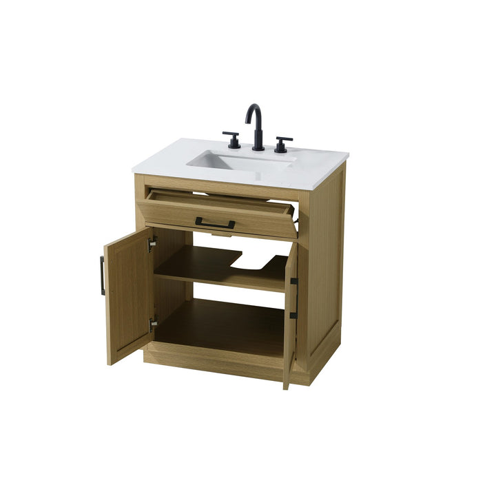 30 Inch Single Bathroom Vanity In Honey Brown - View 4 - Joshua Marshal