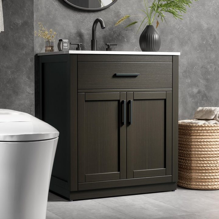30 Inch Single Bathroom Vanity In Mocha Brown Mocha Brown Finish - KITCHEN & BATH by Joshua Marshal