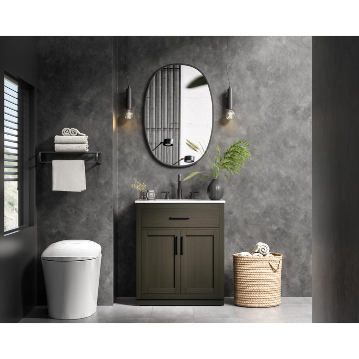 30 Inch Single Bathroom Vanity In Mocha Brown - View 2 - Joshua Marshal
