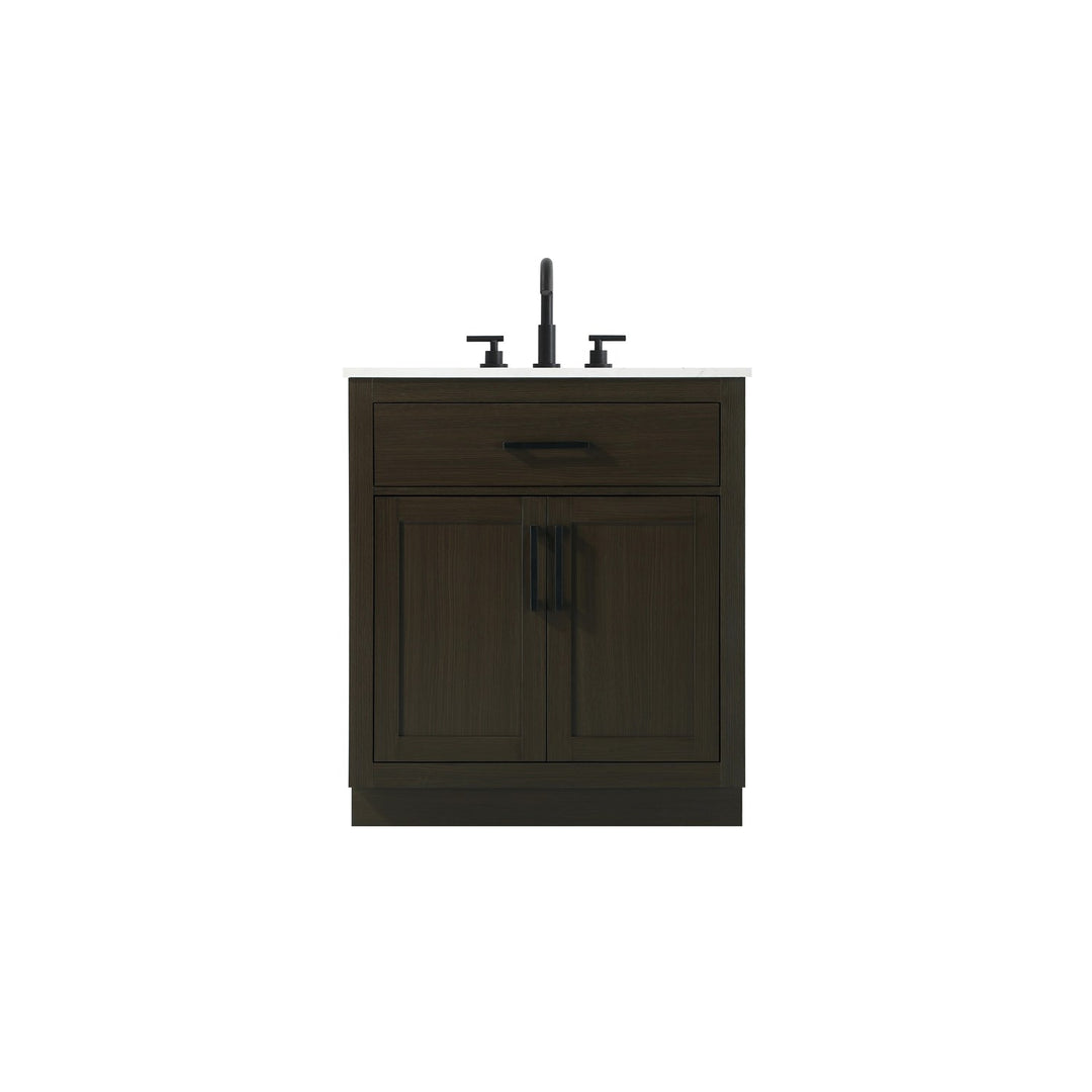 30 Inch Single Bathroom Vanity In Mocha Brown - View 3 - Joshua Marshal