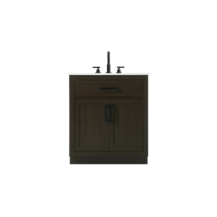 30 Inch Single Bathroom Vanity In Mocha Brown - View 3 - Joshua Marshal
