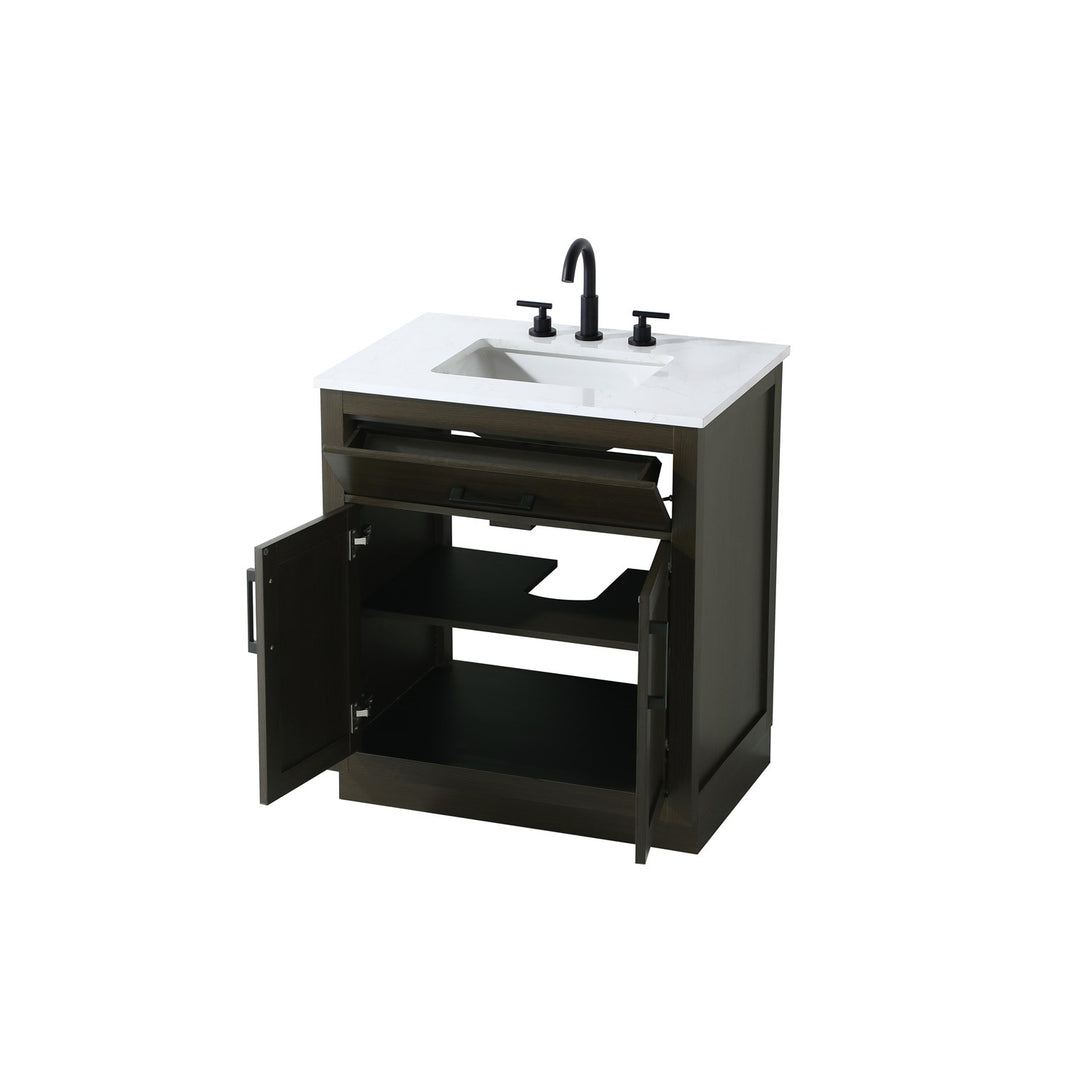 30 Inch Single Bathroom Vanity In Mocha Brown - View 4 - Joshua Marshal