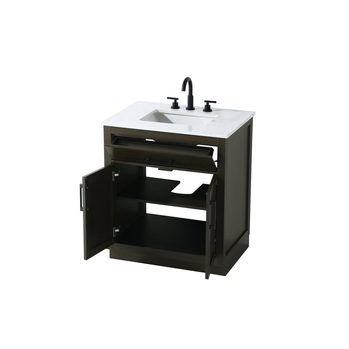 30 Inch Single Bathroom Vanity In Mocha Brown - View 4 - Joshua Marshal