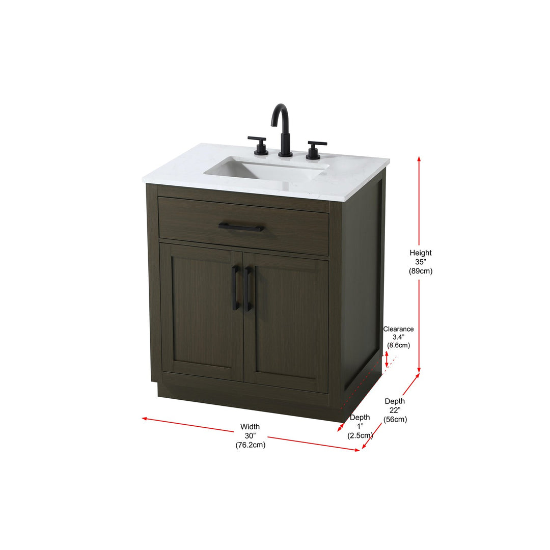 30 Inch Single Bathroom Vanity In Mocha Brown - View 6 - Joshua Marshal