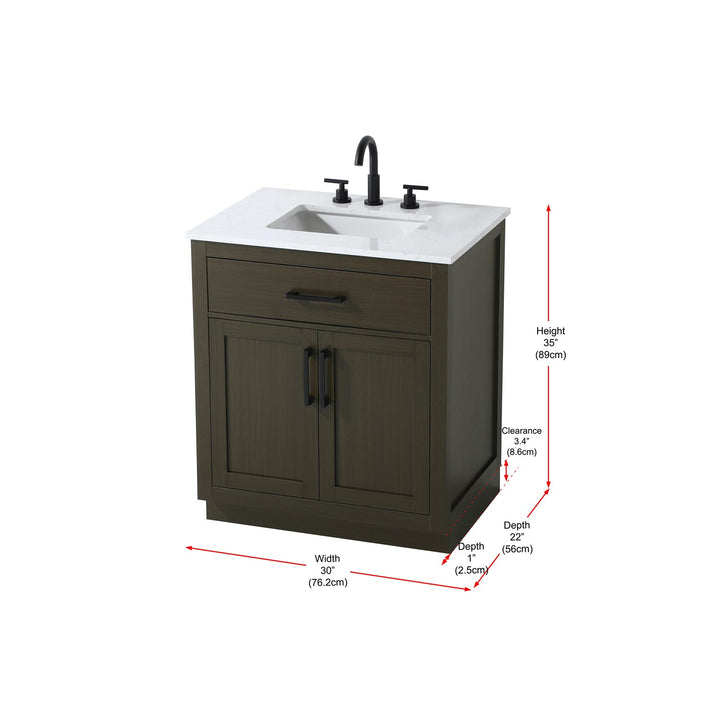 30 Inch Single Bathroom Vanity In Mocha Brown - View 6 - Joshua Marshal