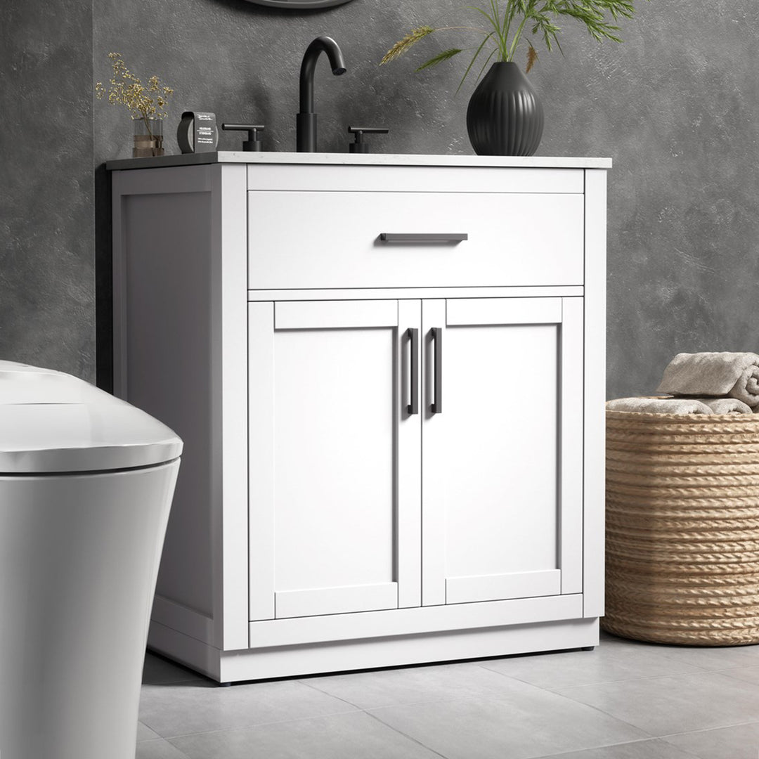 30 Inch Single Bathroom Vanity In White White Finish - KITCHEN & BATH by Joshua Marshal