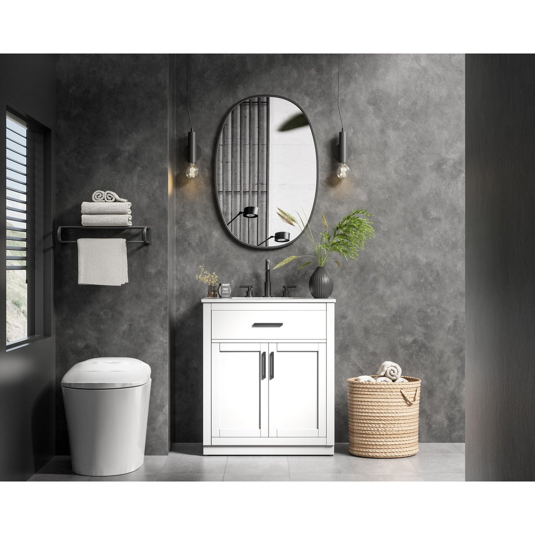 30 Inch Single Bathroom Vanity In White - View 2 - Joshua Marshal