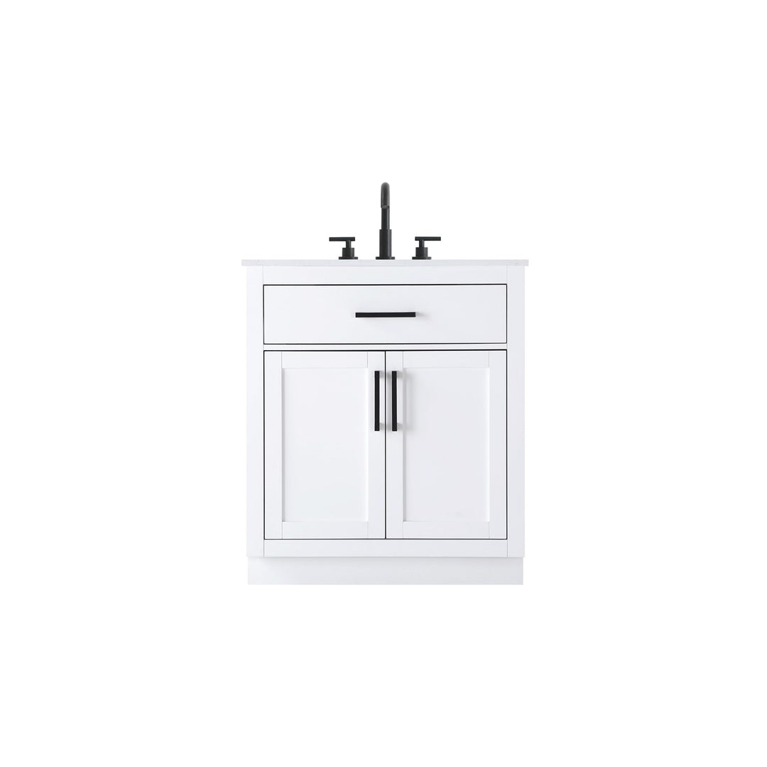 30 Inch Single Bathroom Vanity In White - View 3 - Joshua Marshal