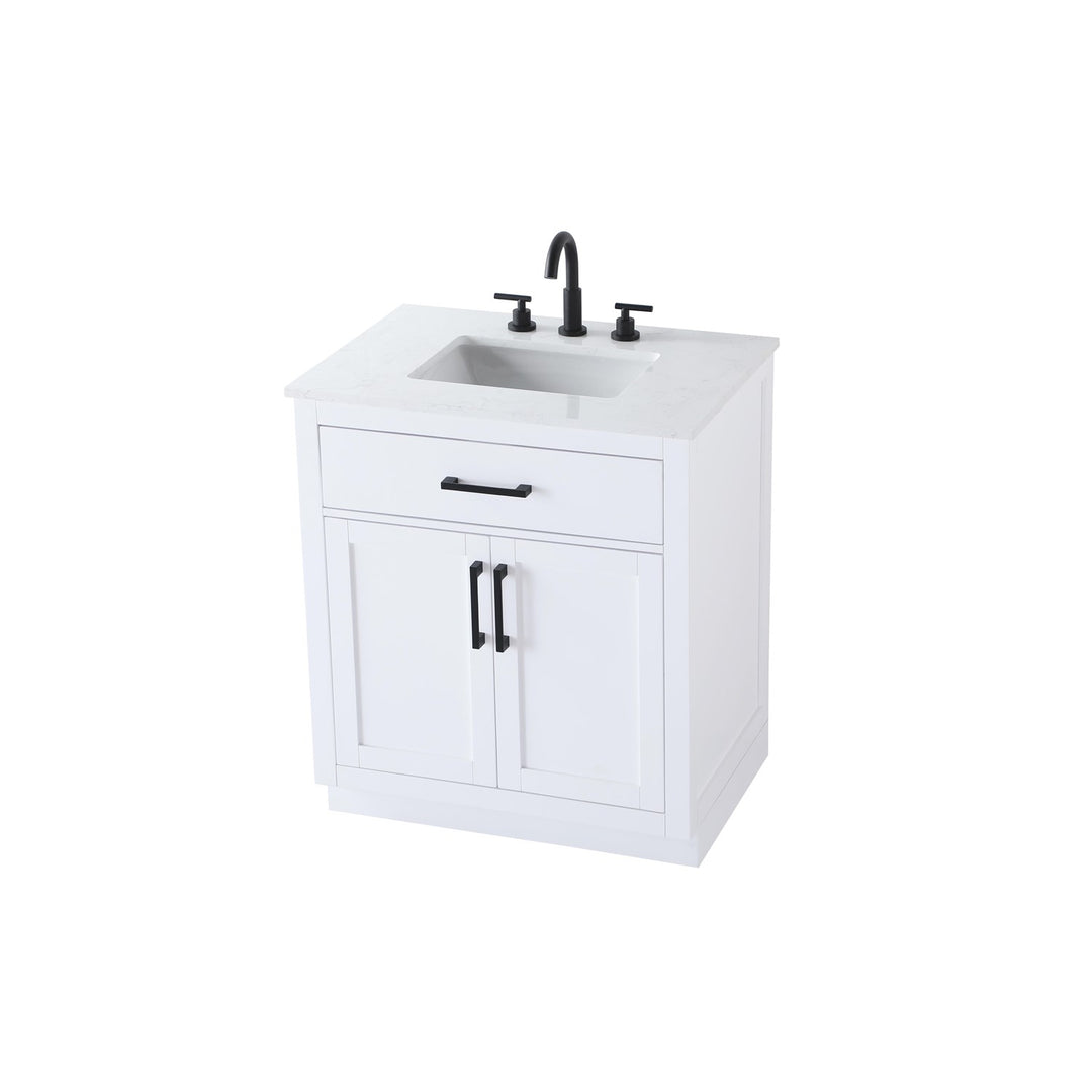 30 Inch Single Bathroom Vanity In White - View 4 - Joshua Marshal
