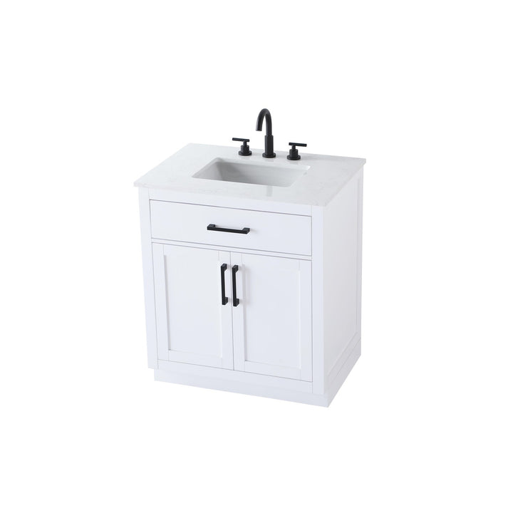 30 Inch Single Bathroom Vanity In White - View 4 - Joshua Marshal
