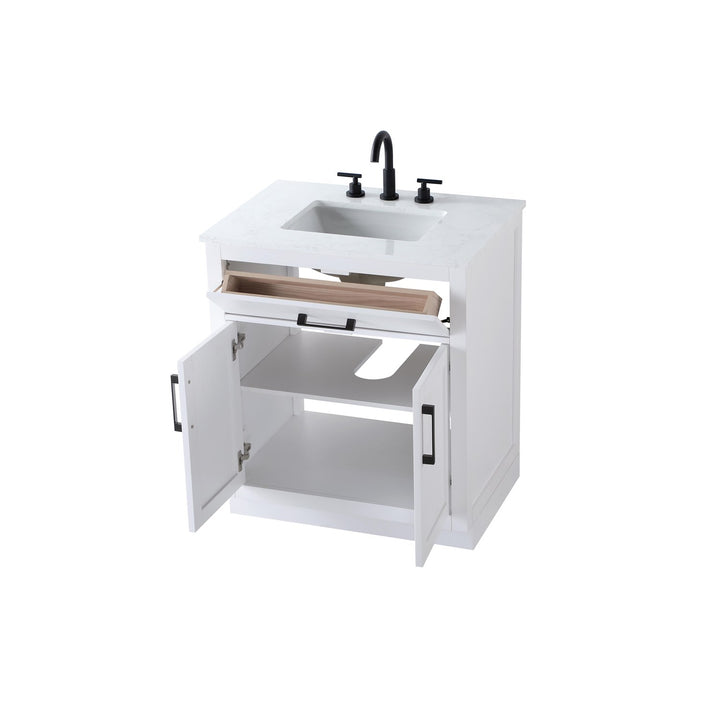 30 Inch Single Bathroom Vanity In White - View 5 - Joshua Marshal