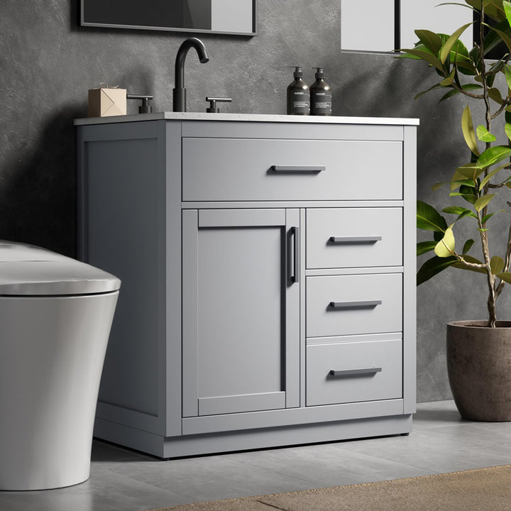 32 Inch Single Bathroom Vanity In Grey Grey Finish - KITCHEN & BATH by Joshua Marshal