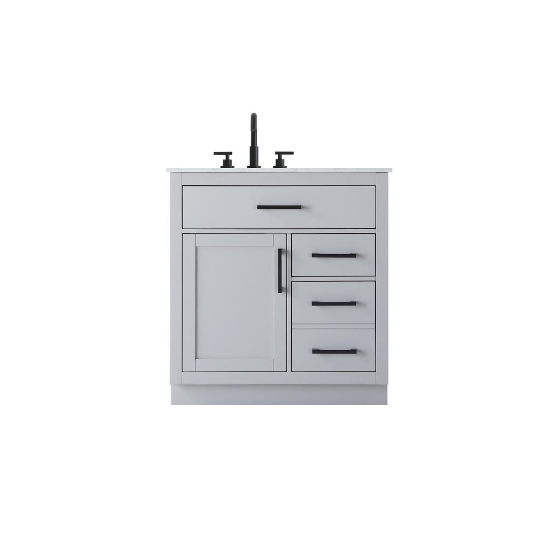 32 Inch Single Bathroom Vanity In Grey - View 3 - Joshua Marshal