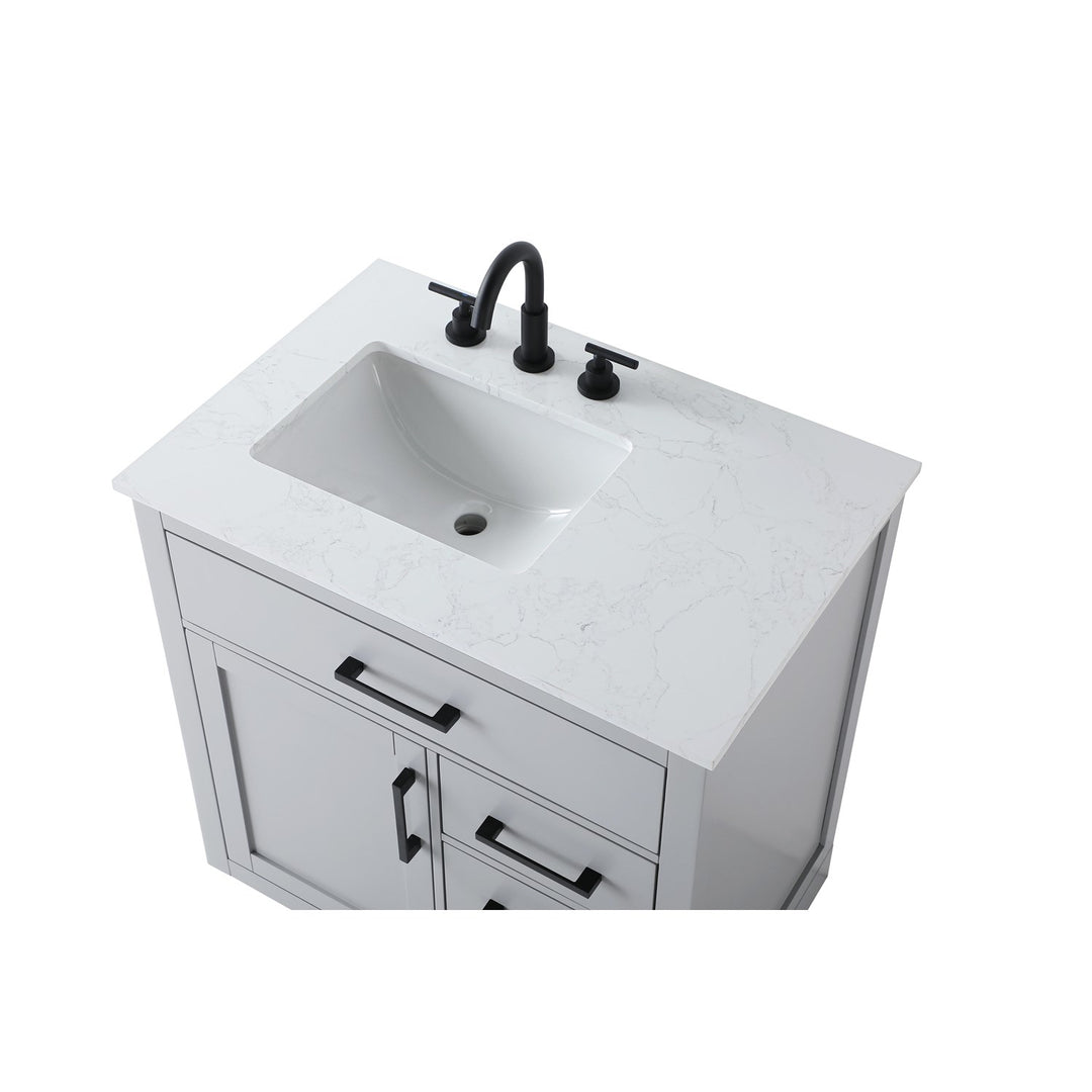 32 Inch Single Bathroom Vanity In Grey - View 5 - Joshua Marshal