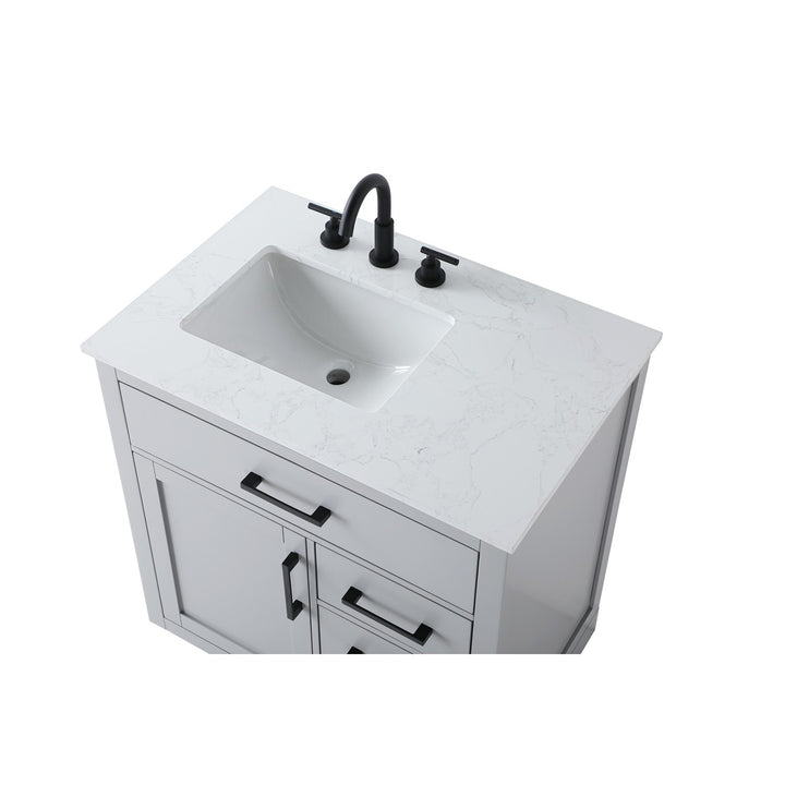32 Inch Single Bathroom Vanity In Grey - View 5 - Joshua Marshal