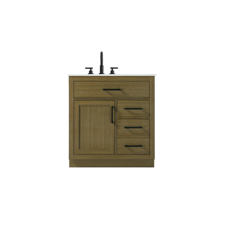32 Inch Single Bathroom Vanity In Chestnut Brown - View 3 - Joshua Marshal