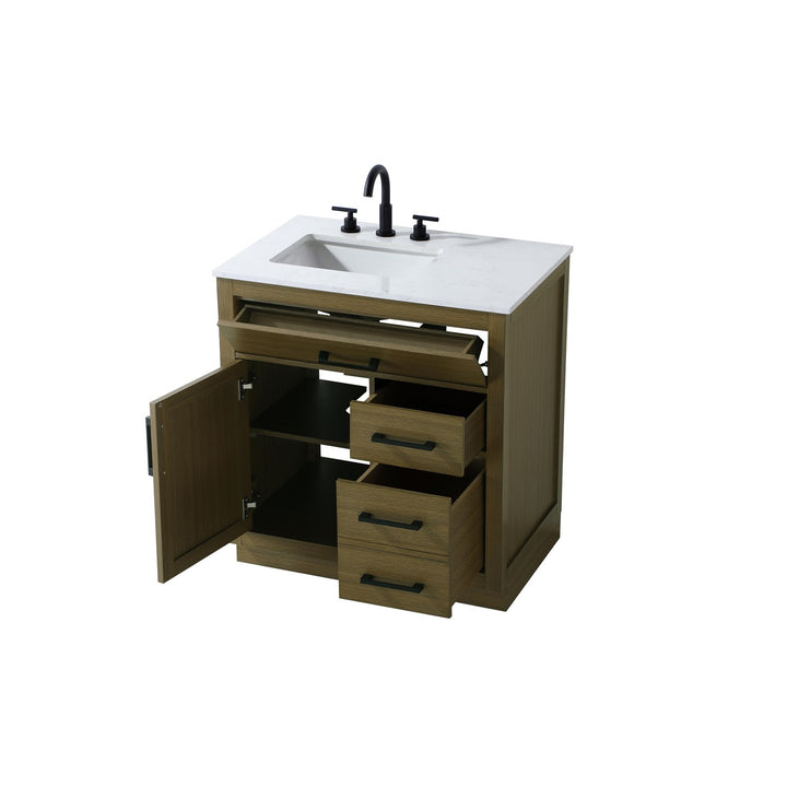 32 Inch Single Bathroom Vanity In Chestnut Brown - View 4 - Joshua Marshal