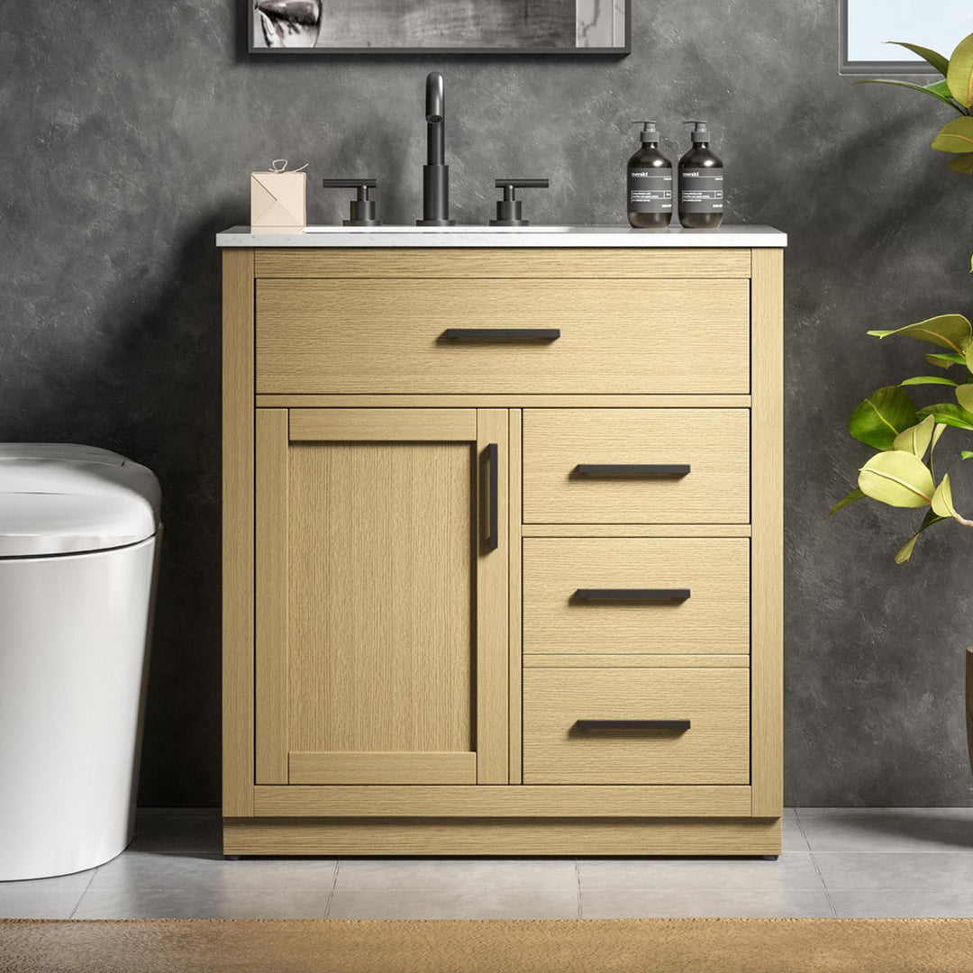32 Inch Single Bathroom Vanity In Honey Brown Honey Brown Finish - KITCHEN & BATH by Joshua Marshal