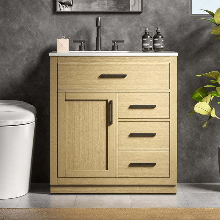 32 Inch Single Bathroom Vanity In Honey Brown Honey Brown Finish - KITCHEN & BATH by Joshua Marshal