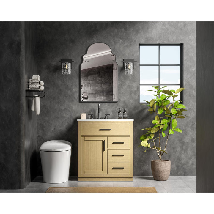 32 Inch Single Bathroom Vanity In Honey Brown - View 2 - Joshua Marshal